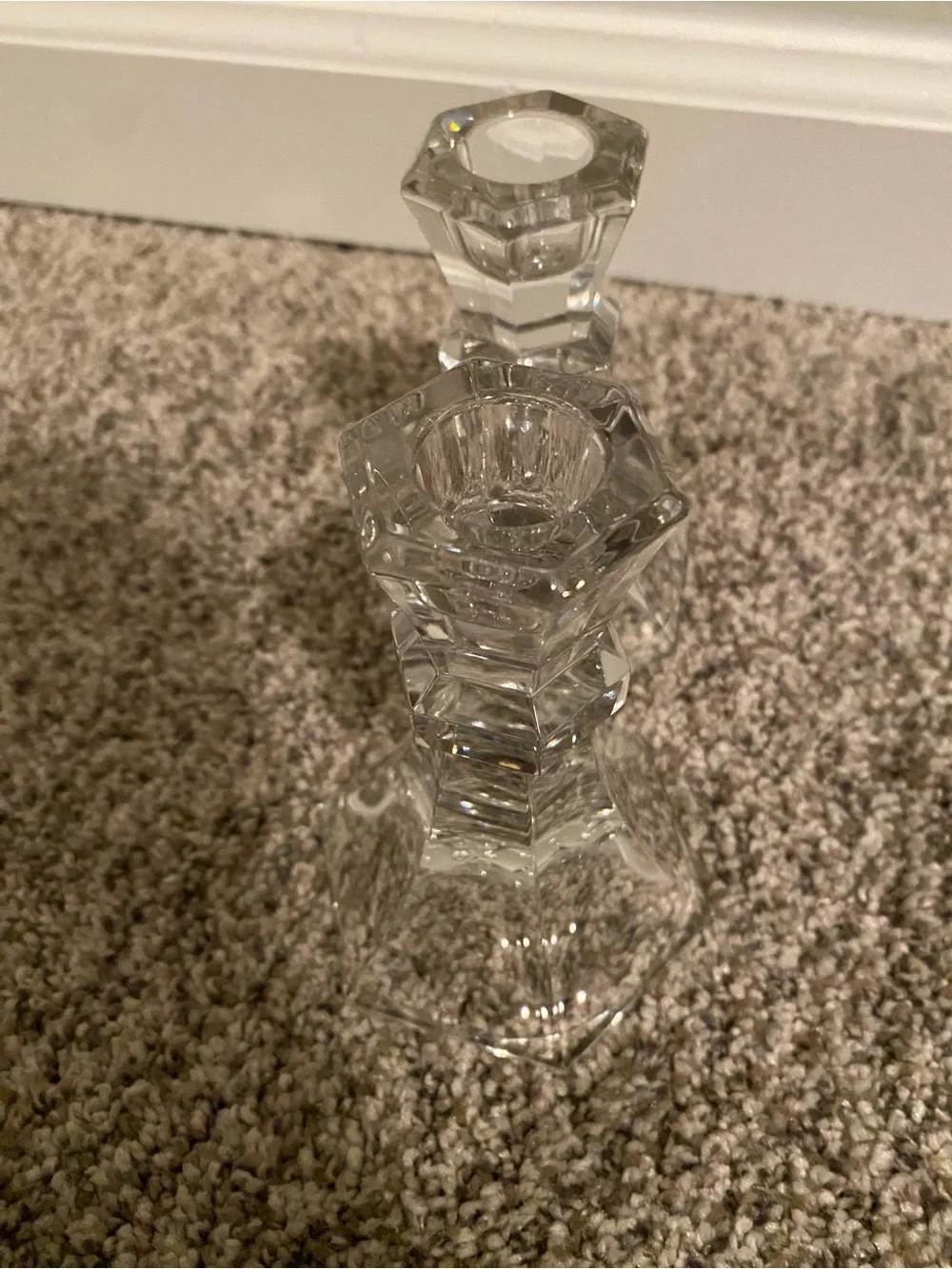 Clear Glass Candlestick Pair 2LB Weight